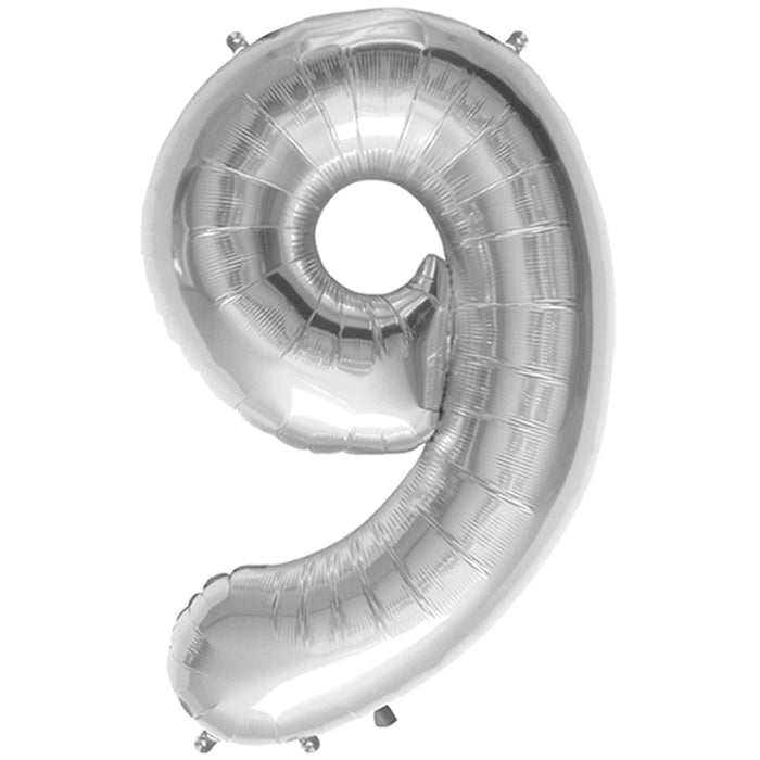 34" Northstar Brand Packaged Number 9 - Silver Foil Balloon