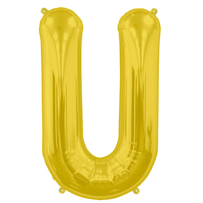 34" Northstar Brand Packaged Letter U - Gold Foil Balloon