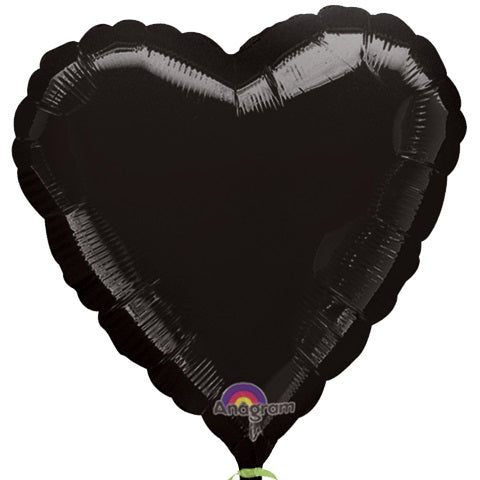 18" Anagram Brand Black Heart Balloon