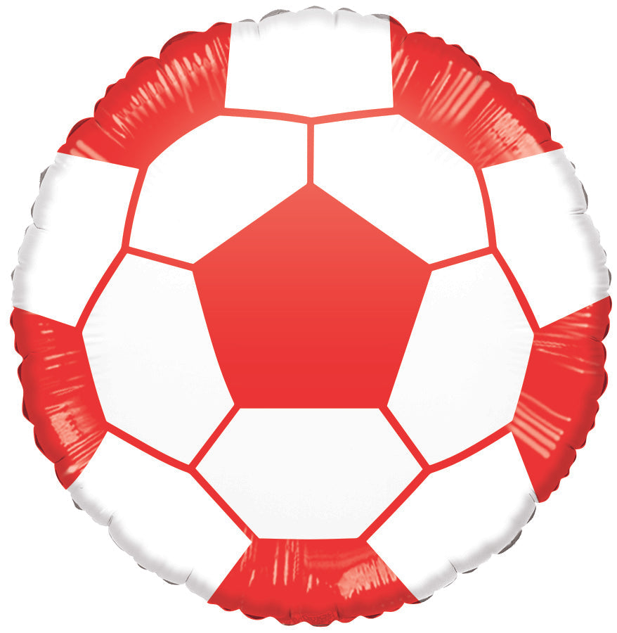 18" Soccer Red/White Foil Balloon