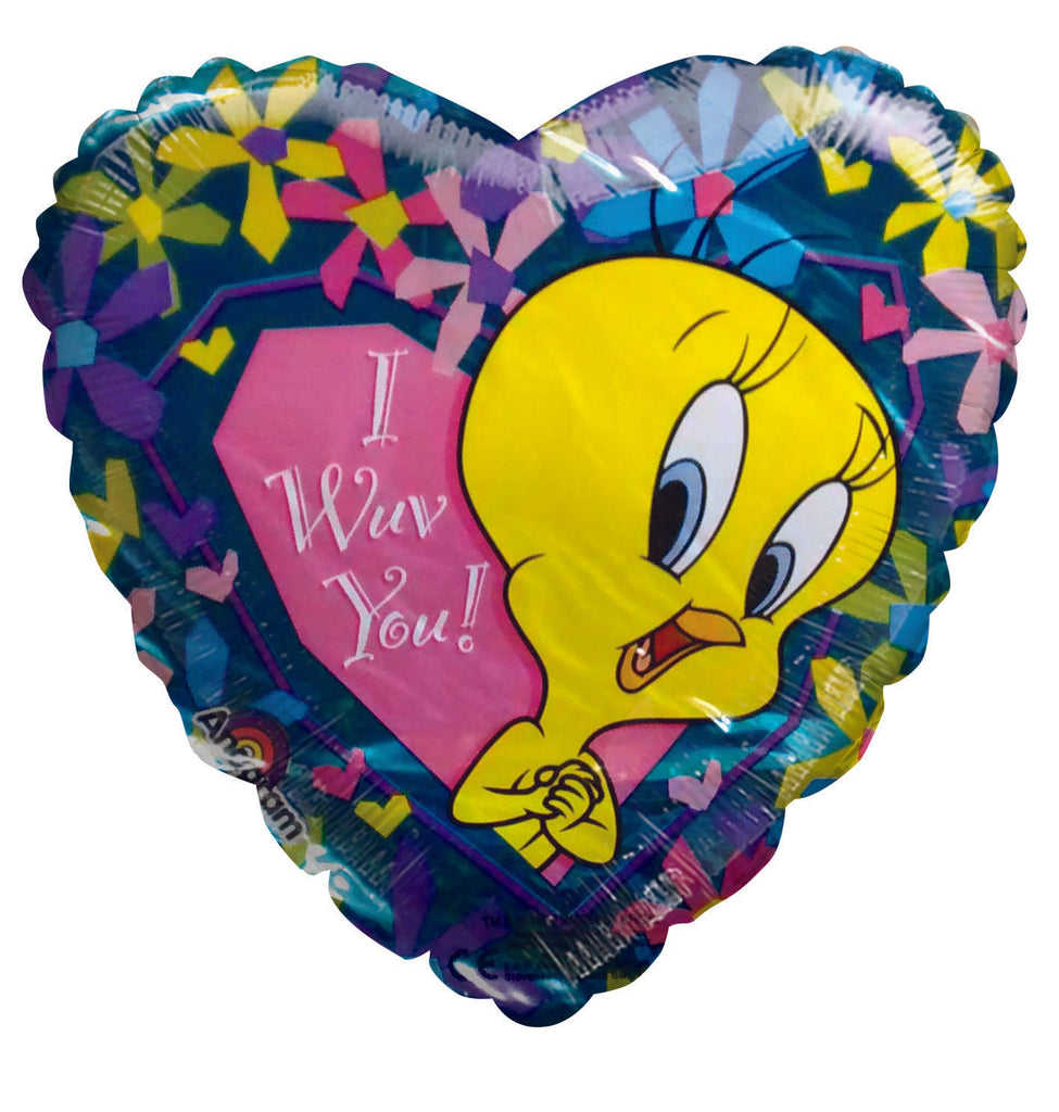 7" Airfill Only Tweety I wuv You Heart shaped balloon