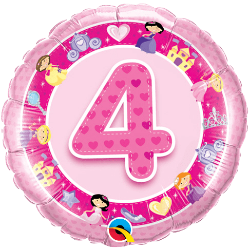 18" Age 4 Pink Princess Mylar Balloon