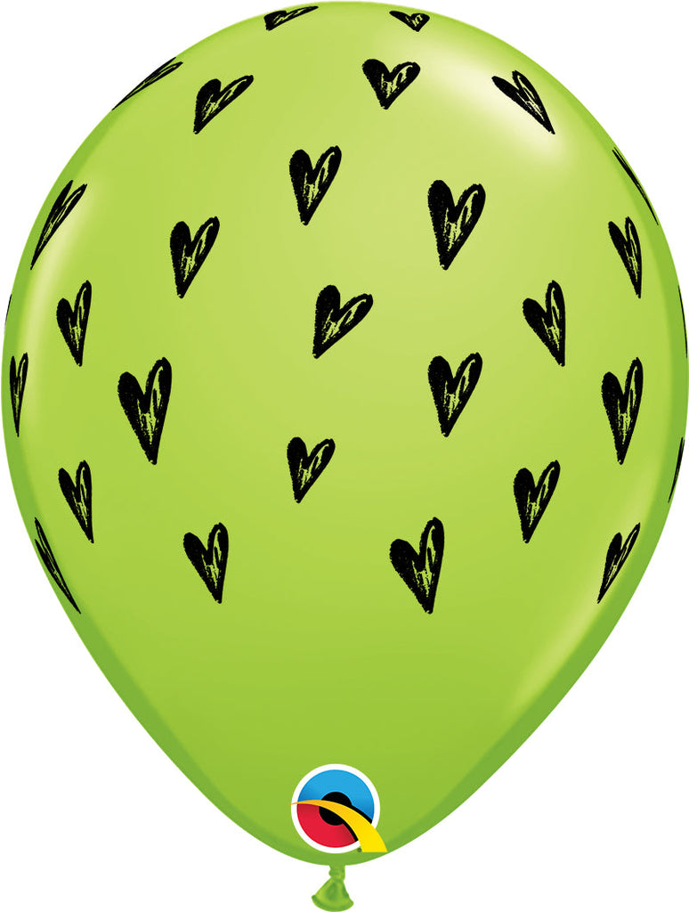 11" Lime Green (50 Per Bag) Prickly Heart Seeds Latex Balloons