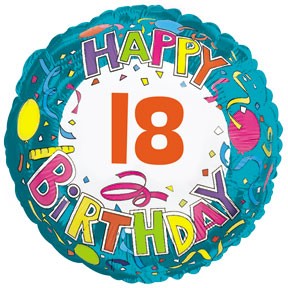 18" Happy 18 Birthday Streamers Foil Balloon