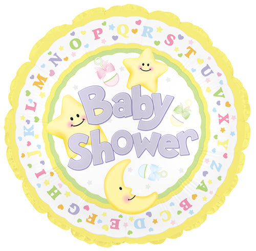 18" Baby Shower Star and Moon Foil Balloon