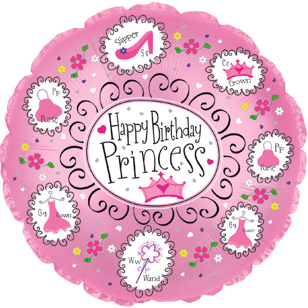 18" Happy Birthday Princess Balloon
