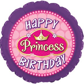 17" Happy Birthday Princess Pink Pearls Packaged Balloon