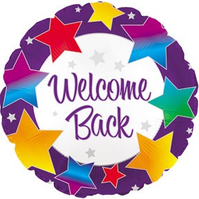 17" Welcome Back Rainbow Stars Packaged Balloon