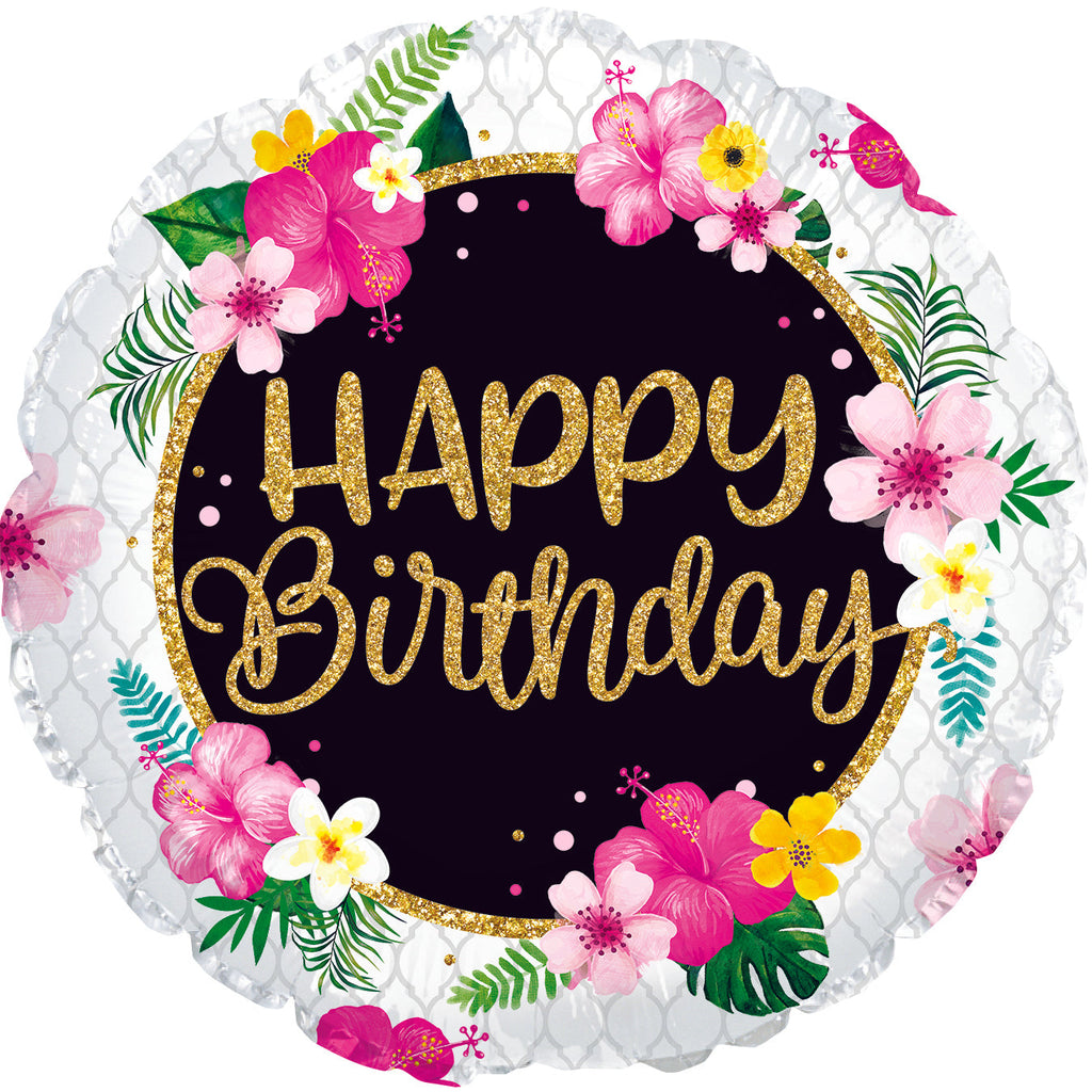 18" Happy Birthday Tropical Foil Balloon