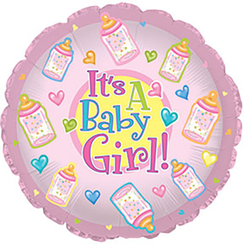 9" Airfill Only Baby Girl Bottles Self Sealing Valve Foil Balloon