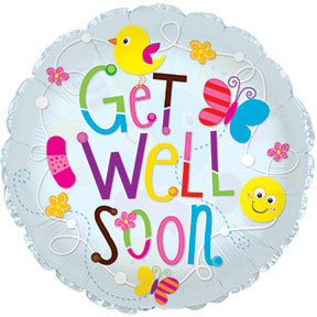 24" Get Well Soon Clear Balloon Packaged