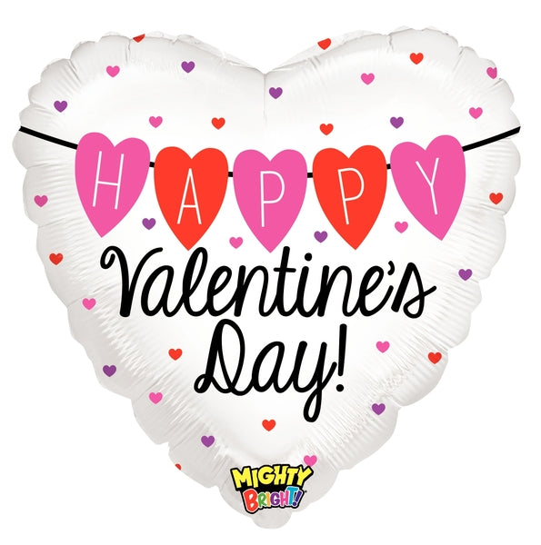 21" Mighty Bright Balloon Mighty Happy Valentine's Day Heart Banner