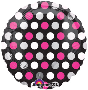 18" Pink & White Dots Balloon