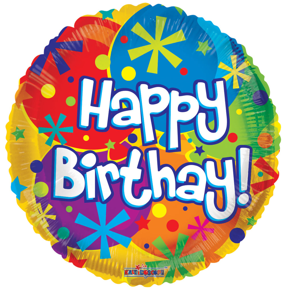 18" Happy Birthday Balloons & Dots Balloon