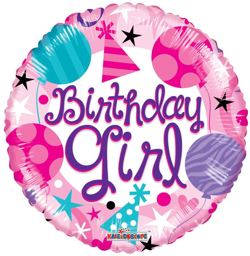 18" Round Birthday Girl Balloon
