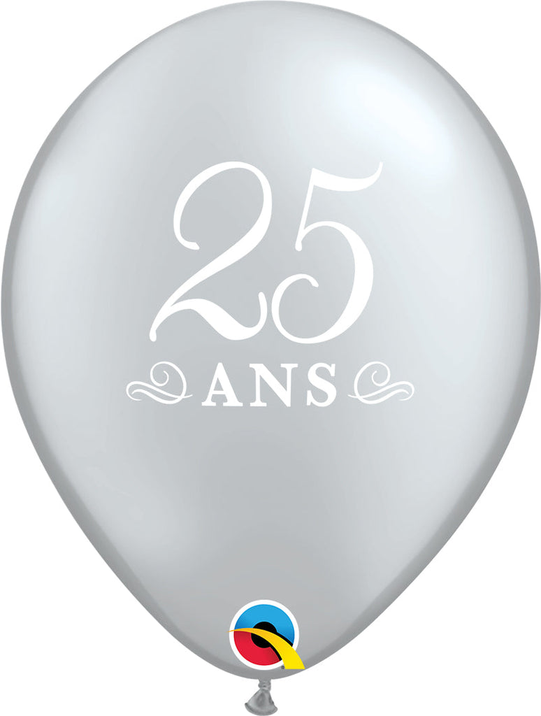 11" Latex Balloons Silver (50 Per Bag) 25 Ans