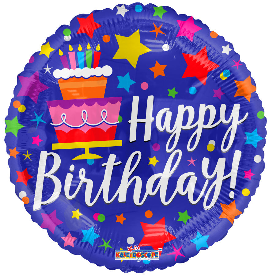 18" Birthday Cake & Stars Foil Balloon