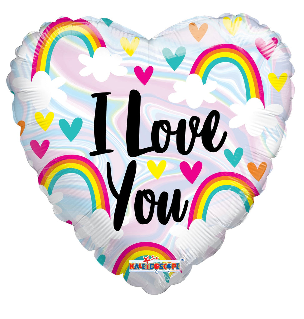 18" I Love You Rainbow And Hearts Foil Balloon