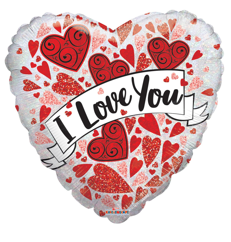 18" Love You Banner Holographic Foil Balloon