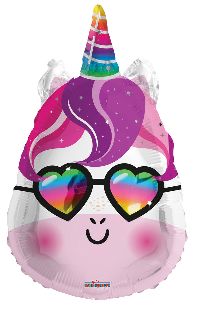 18" Unicorn With Glasses Shape Foil Balloon