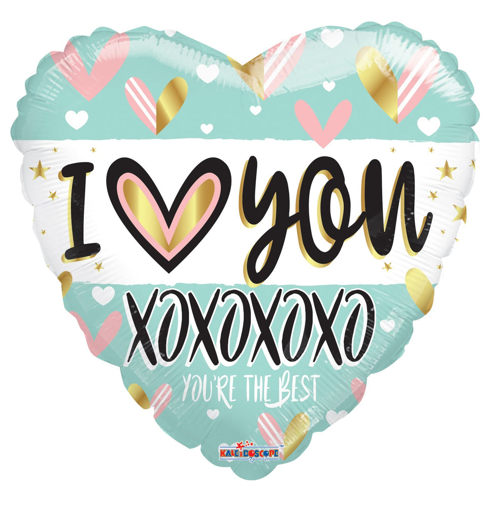 18" I Love You Turquoise Heart Foil Balloon
