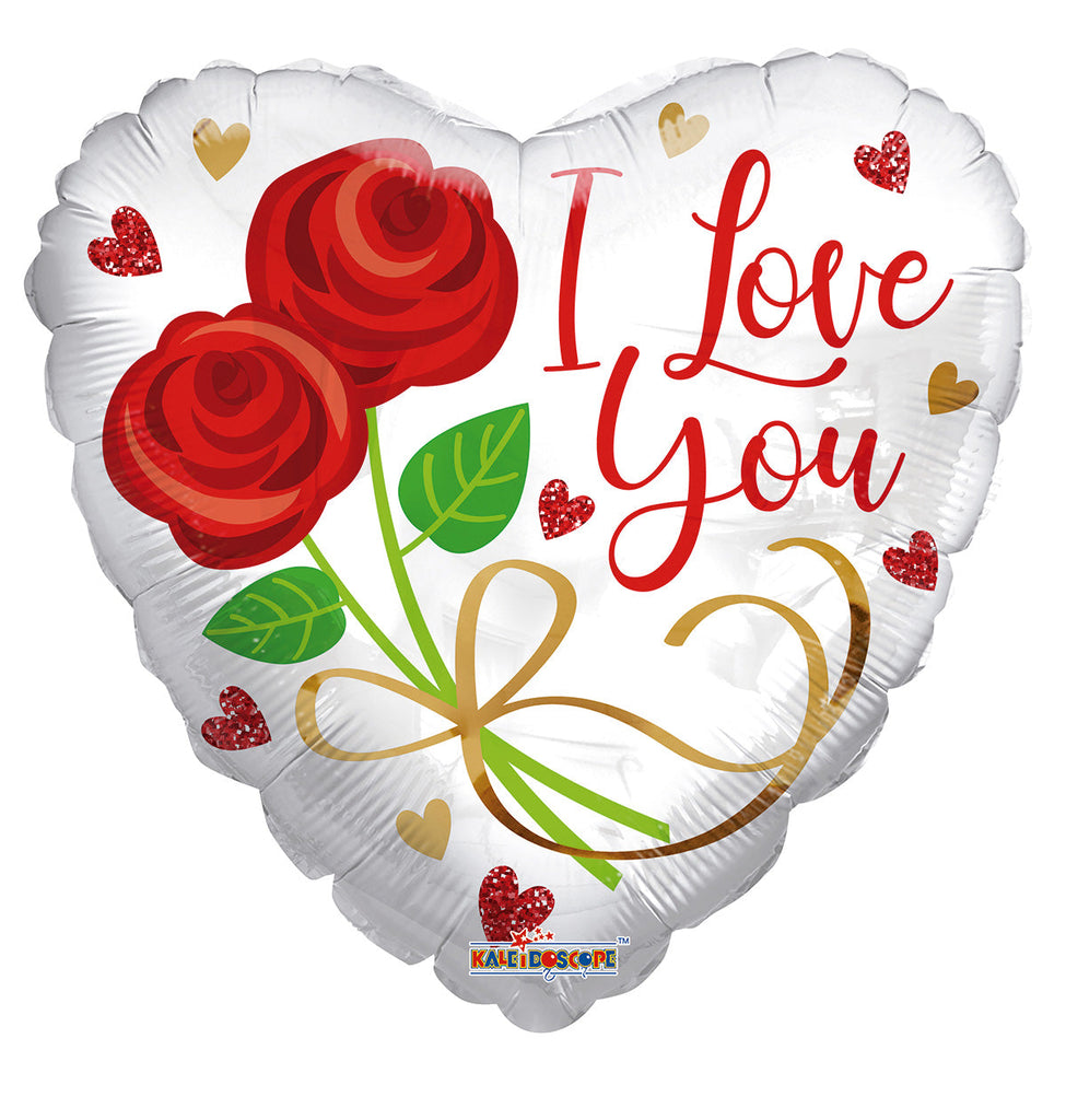 18" I Love You Two Roses Foil Balloon