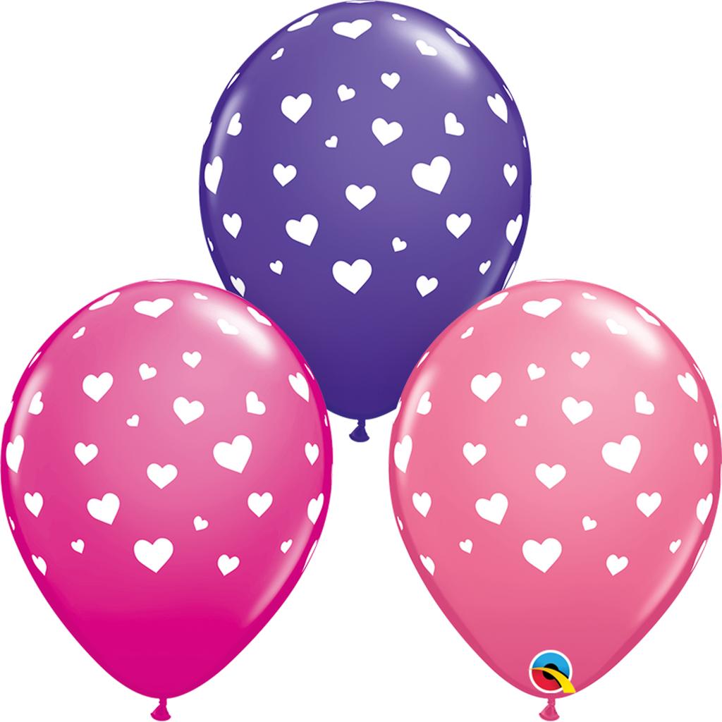11" Special Assorted (50 Per Bag) Random Hearts-A- Latex Balloons