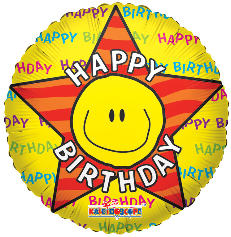 18" Happy Birthday Smiley Balloon