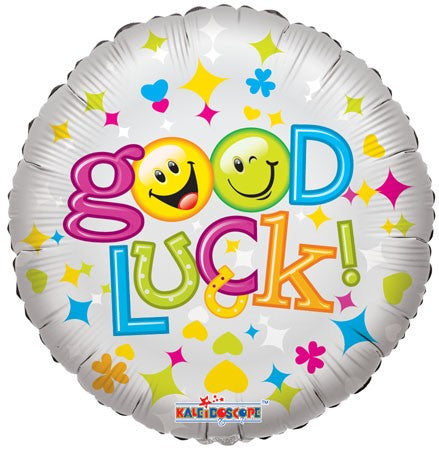 18" Good Luck With Wink And Smileys Balloon