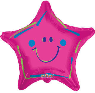 18" Smiley Face Star Shaped Mylar Balloon