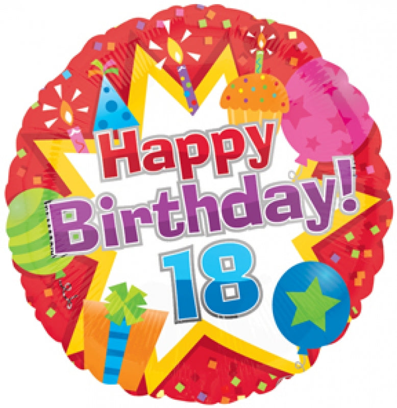 18" Happy Birthday Icons 18 Balloon