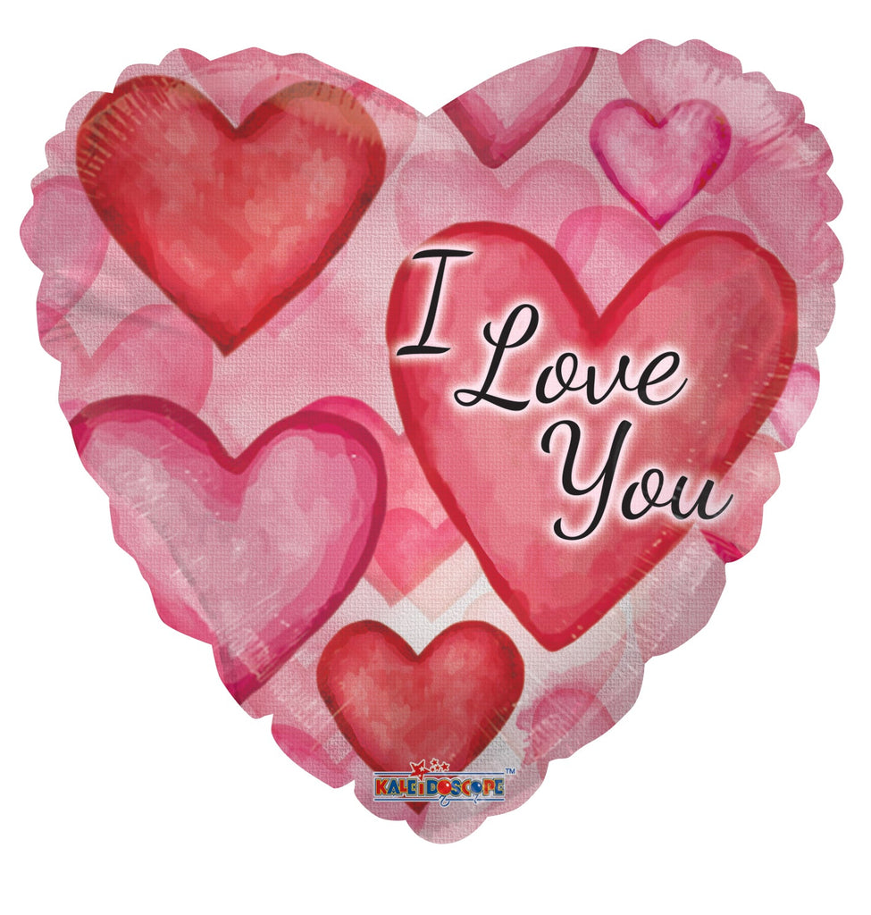 18" I Love You Watercolor Hearts Balloon