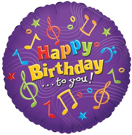 18" Happy Birthday to you Music Notes Balloon