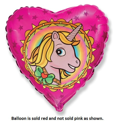 18" Unicorn Head Red Mylar Balloon