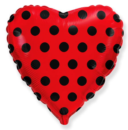 18" Red Dots Black Foil Balloon