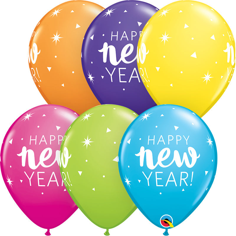 11" New Year Sparkle Confetti (50 Per Bag) Tropical Latex Balloons