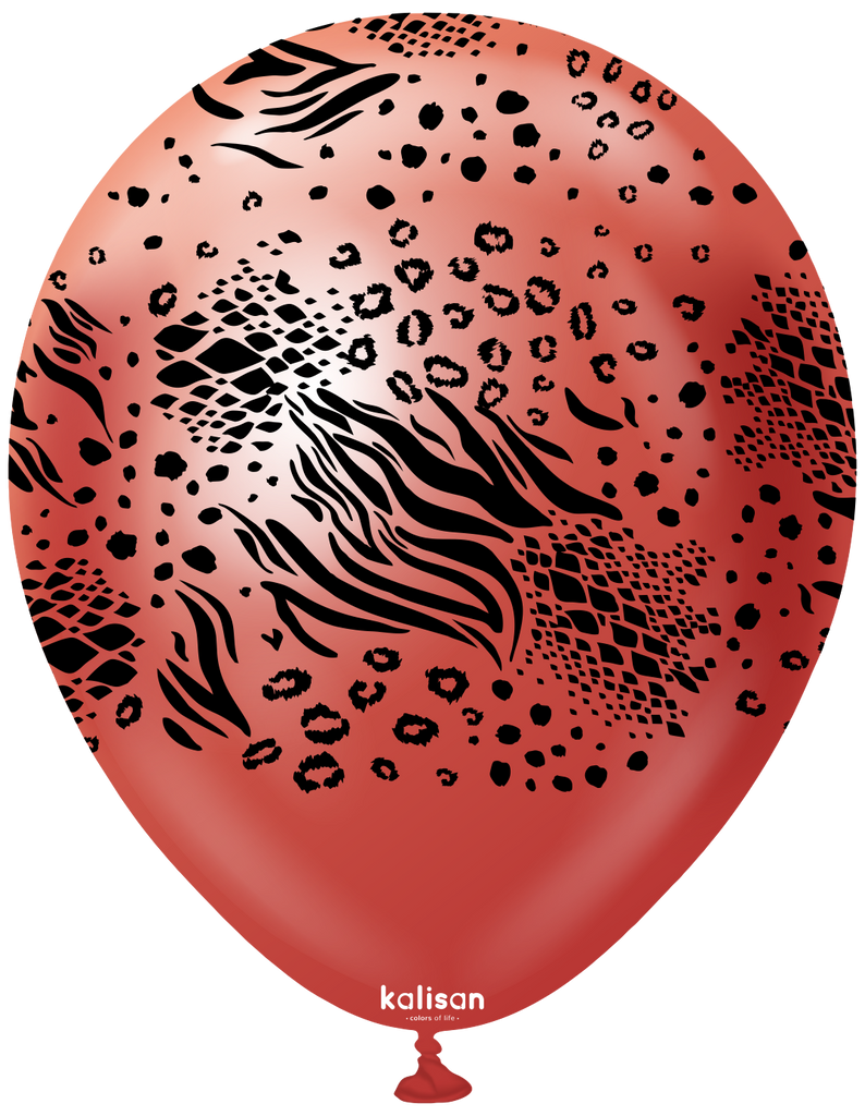 12" Balloons Printed Mutant Safari Mirror Red Kalisan (25 Per Bag)