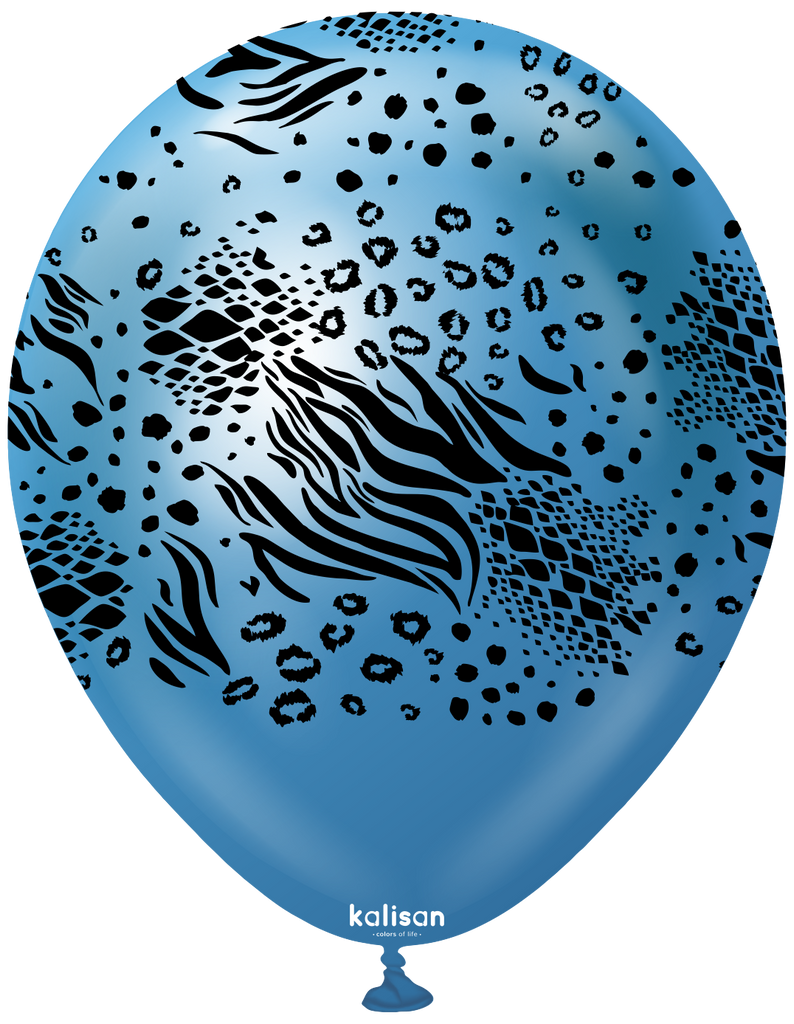 12" Balloons Printed Mutant Safari Mirror Blue Kalisan (25 Per Bag)