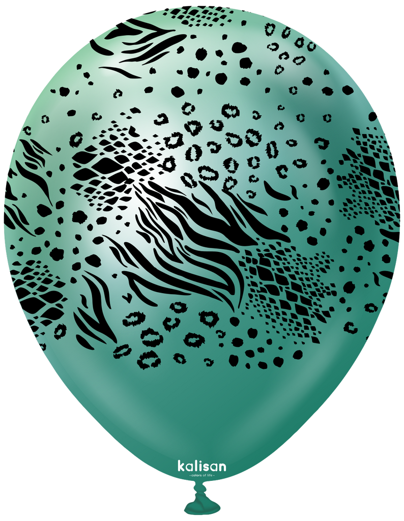 12" Balloons Printed Mutant Safari Mirror Green Kalisan (25 Per Bag)
