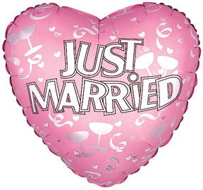 17" Just Married Pink Packaged Balloon