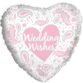 17" Wedding Wishes Paisley Pink Packaged Balloon
