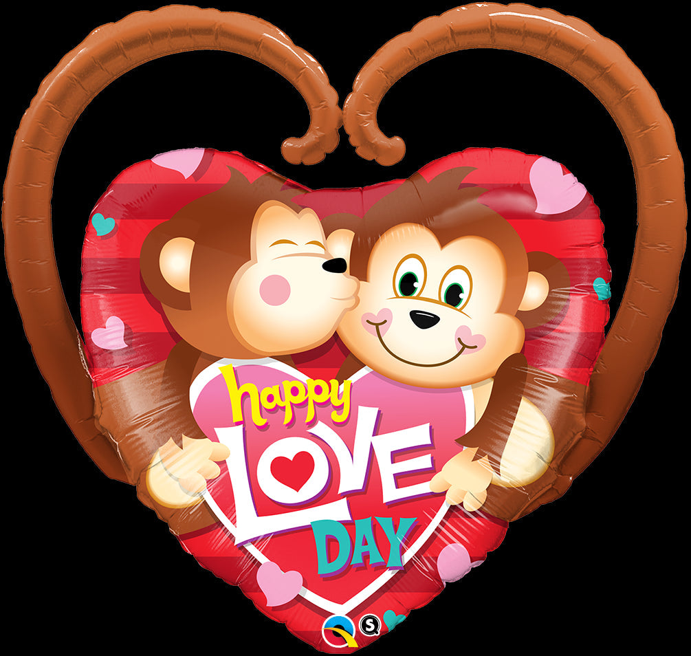 39" Happy Love Day Monkeys Balloons