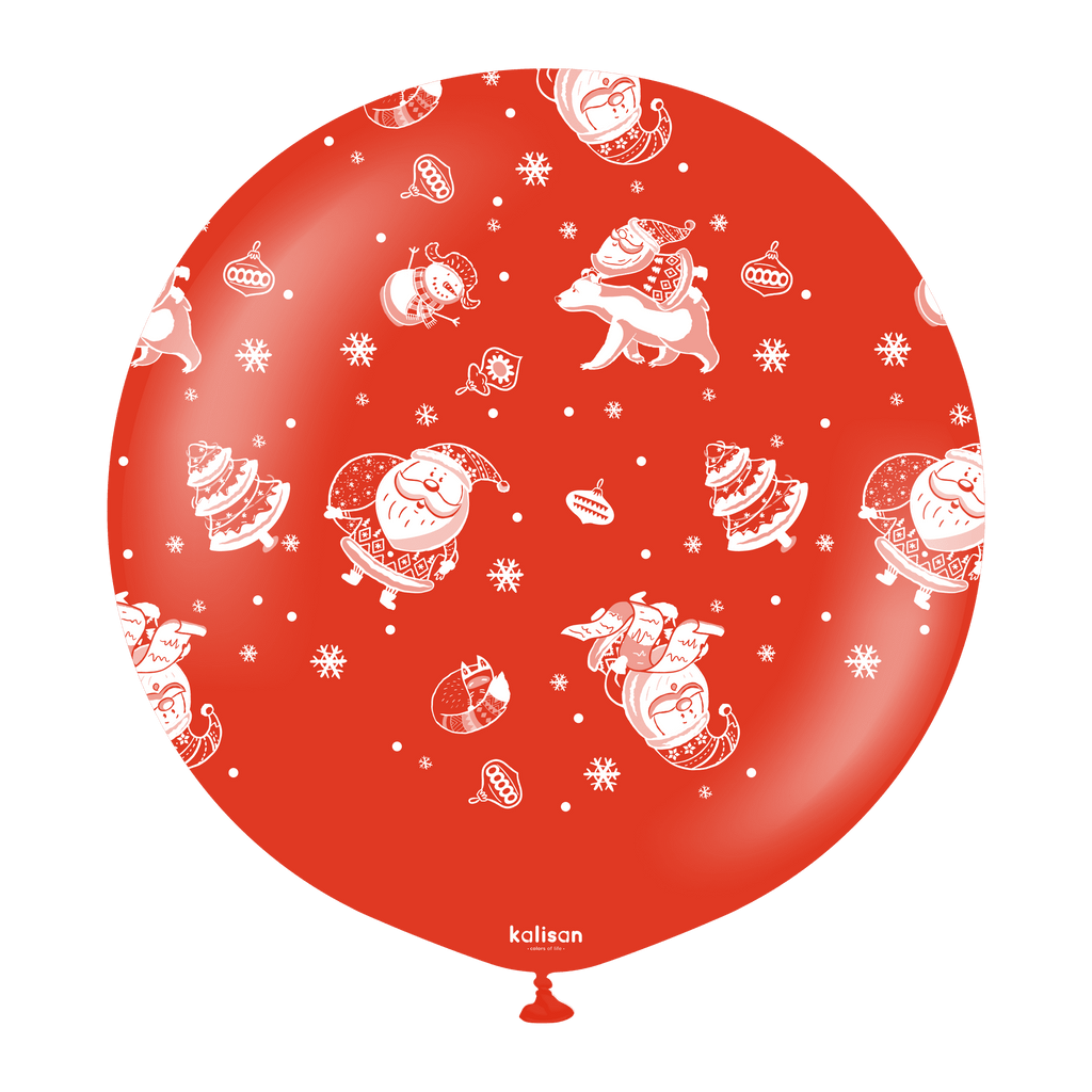 24" Christmas Santa Claus Red Kalisan Printed Latex Balloons (1 Per Bag)