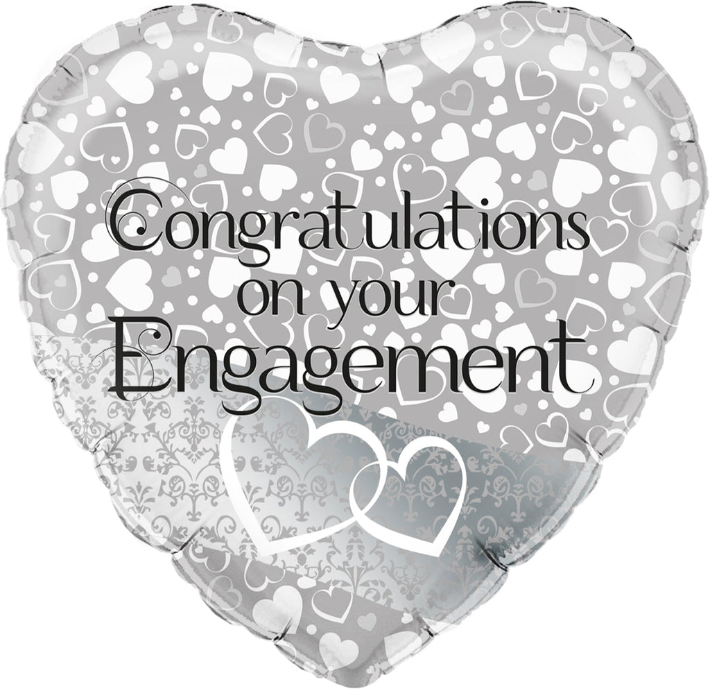 18" Entwined Hearts Engagement Heart Oaktree Foil Balloon