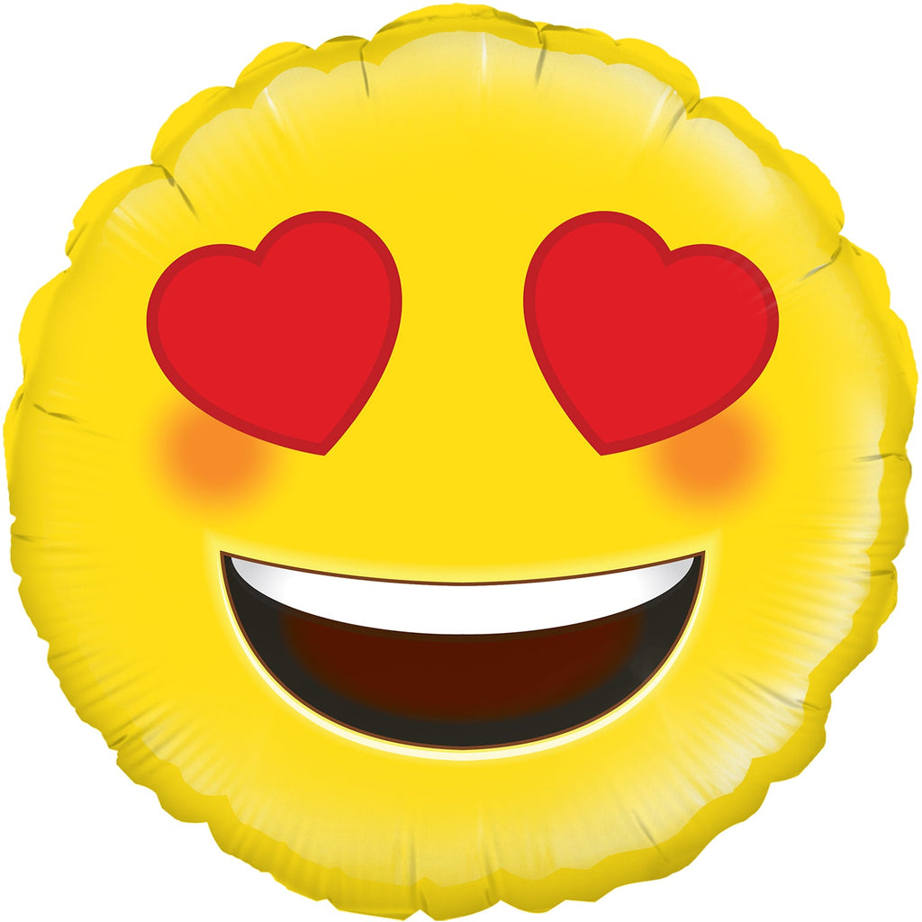 18" Heart Eyes Emoji Oaktree Foil Balloon