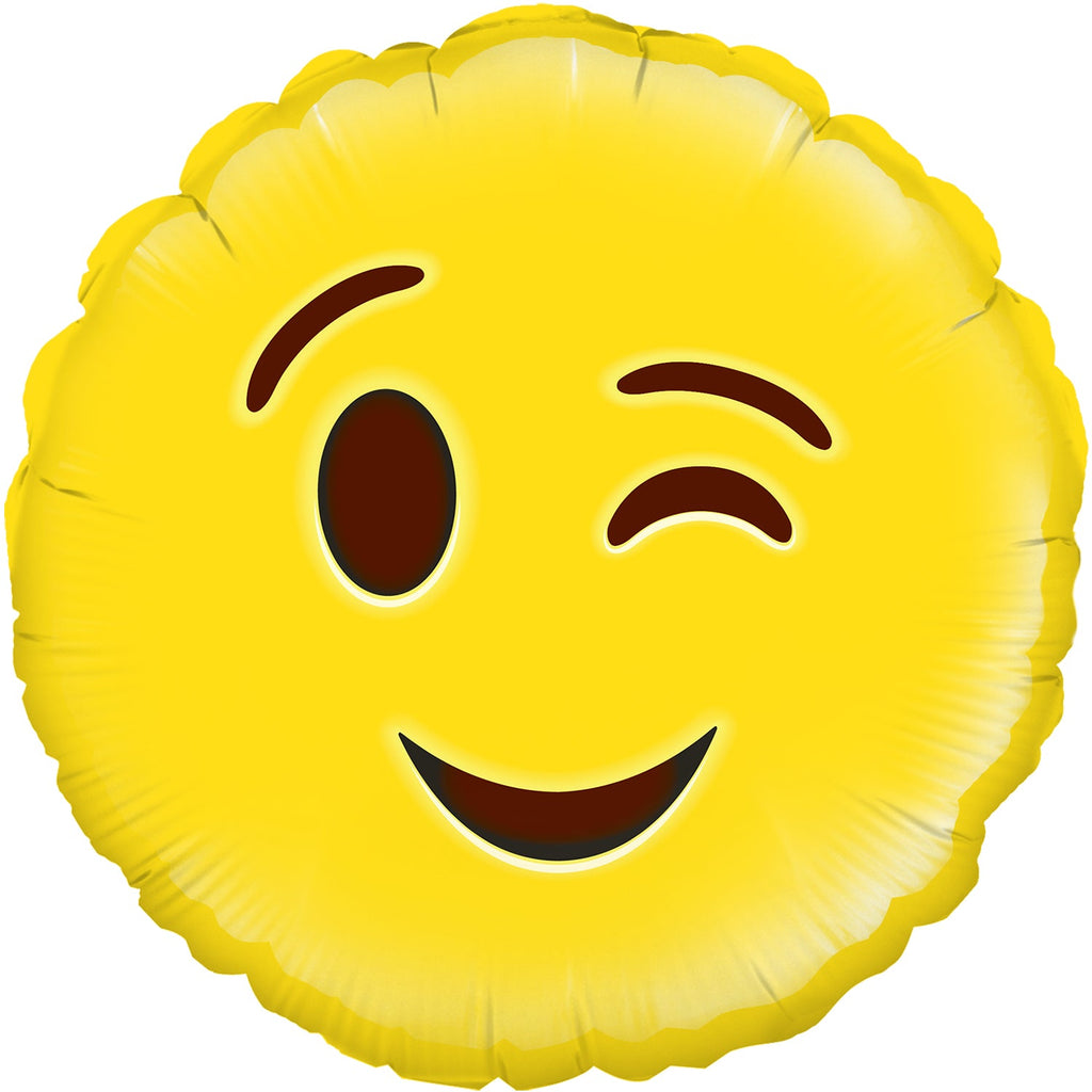 18" Wink Emoji Oaktree Foil Balloon