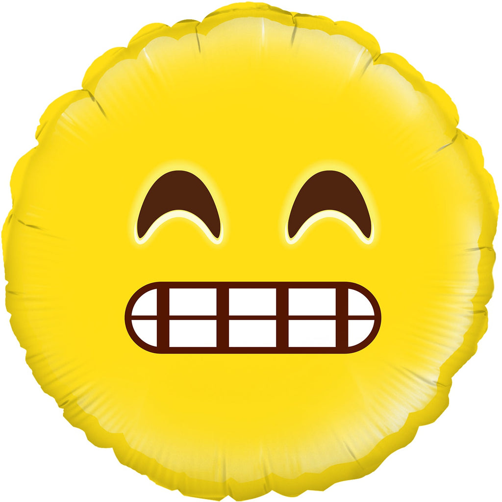 18" Grin Emoji Oaktree Foil Balloon