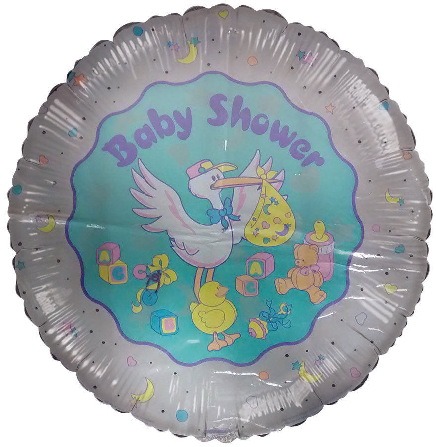 36" Baby Shower Stork & Baby Toys Jumbo White Balloon