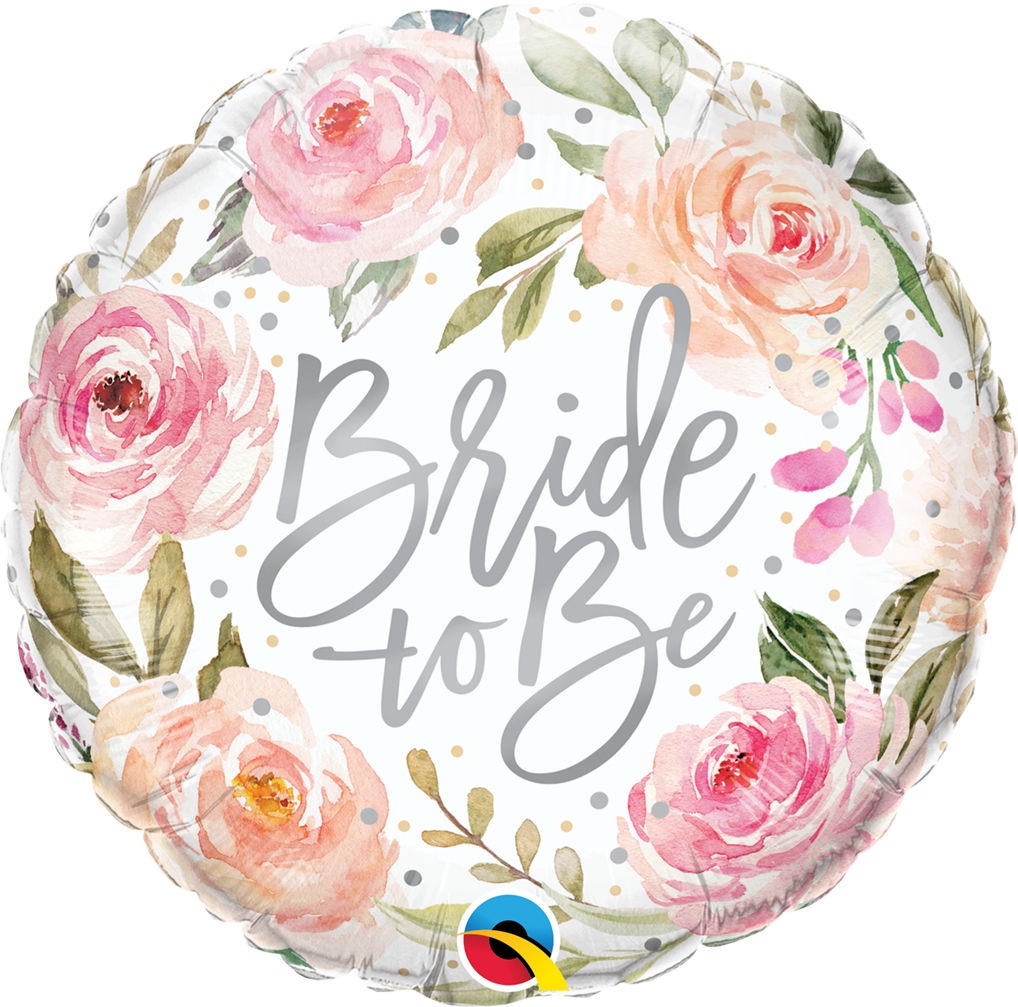 18" Round Bride to Be Watercolor Roses Foil Balloon
