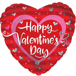 27" Happy Valentine's Day Stripes Heart Foil Balloon